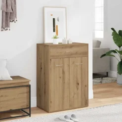 vidaXL Schoenenkast 60x35x84 cm bewerkt hout artisanaal eikenkleur