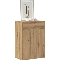 vidaXL Schoenenkast 60x35x84 cm bewerkt hout artisanaal eikenkleur