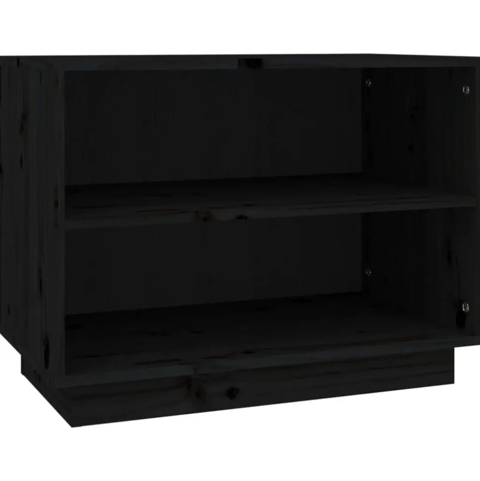 vidaXL Schoenenkast 60x34x45 cm massief grenenhout zwart