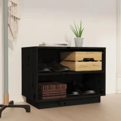 vidaXL Schoenenkast 60x34x45 cm massief grenenhout zwart