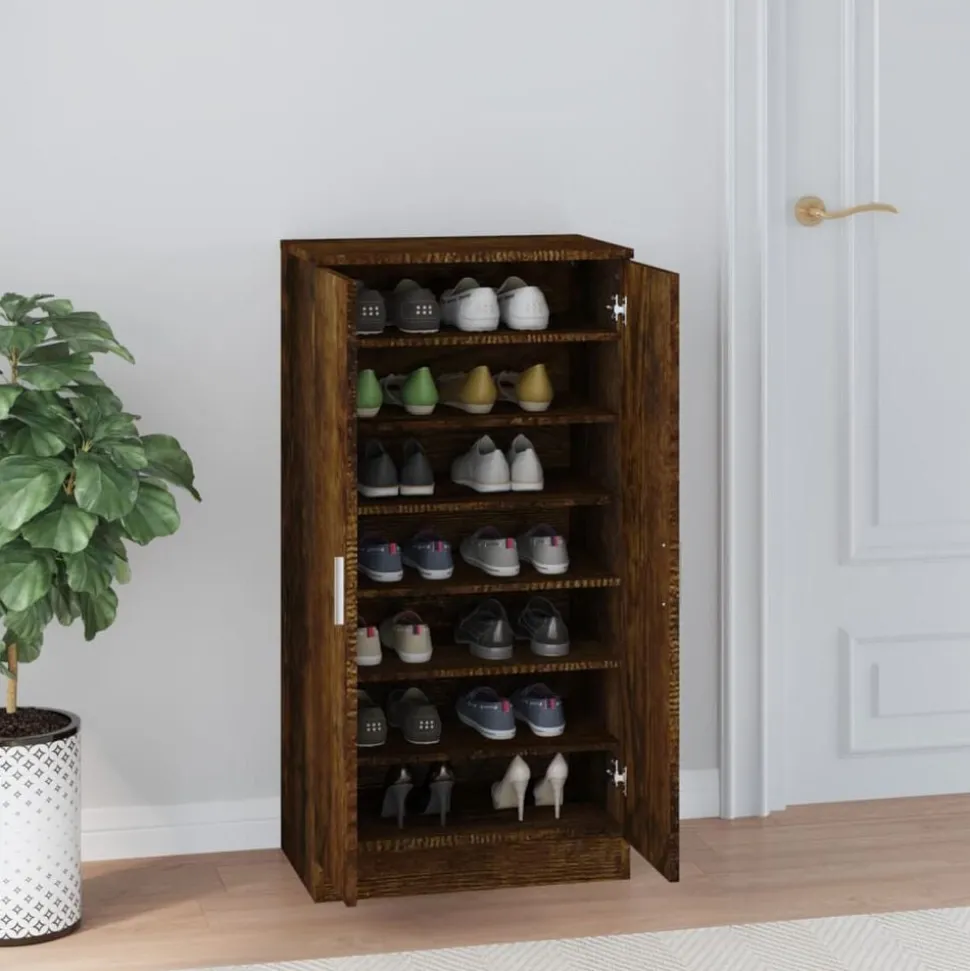 vidaXL Schoenenkast 55x35x108 cm bewerkt hout gerookt eikenkleurig