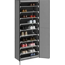 vidaXL Schoenenkast 60x30x166 cm stof grijs