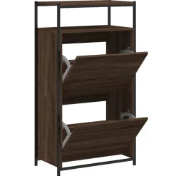vidaXL Schoenenkast 60x34x112 cm bewerkt hout bruin eikenkleur