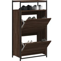 vidaXL Schoenenkast 60x34x112 cm bewerkt hout bruin eikenkleur