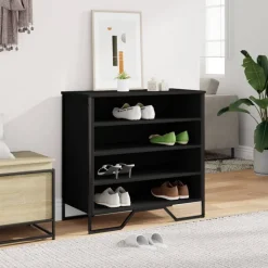 vidaXL Schoenenkast 80x38x78 cm bewerkt hout zwart