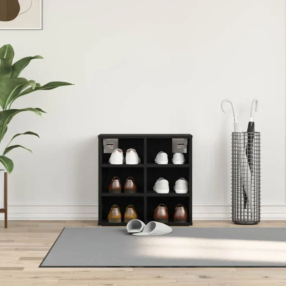vidaXL Schoenenkast Zwart Eiken 52 x 30 x 50,5 cm Bewerkt hout