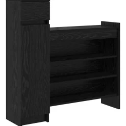 vidaXL Schoenenkast Zwart Eiken 100,5 x 28 x 100 cm Bewerkt hout