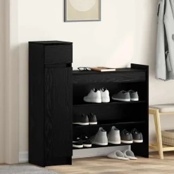 vidaXL Schoenenkast Zwart Eiken 100,5 x 28 x 100 cm Bewerkt hout