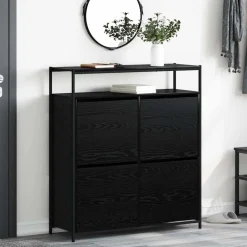 vidaXL Schoenenkast Zwart Eiken 100 x 34 x 112 cm Bewerkt hout
