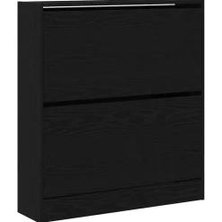 vidaXL Schoenenkast Zwart Eiken 80 x 21 x 87,5 cm Bewerkt hout
