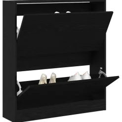 vidaXL Schoenenkast Zwart Eiken 80 x 21 x 87,5 cm Bewerkt hout