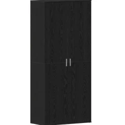 vidaXL Schoenenkast Zwart Eiken 80 x 39 x 178 cm Bewerkt hout