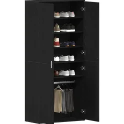 vidaXL Schoenenkast Zwart Eiken 80 x 39 x 178 cm Bewerkt hout