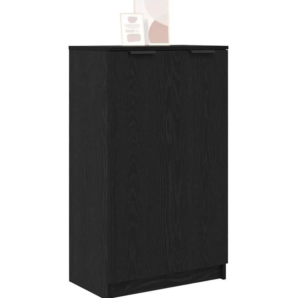 vidaXL Schoenenkast Zwart Eiken 59 x 35 x 100 cm Bewerkt hout