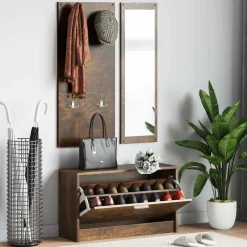 vidaXL Schoenenkastset 3-in-1 bewerkt hout sonoma eikenkleurig
