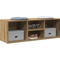 vidaXL Schoenenopbergbank 105x35x35 cm bewerkt hout artisanaal eiken