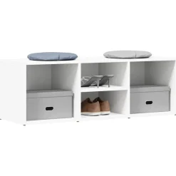 vidaXL Schoenenopbergbank 105x35x35 cm bewerkt hout wit