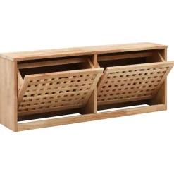 vidaXL Schoenenopbergbank 94x20x38 cm massief walnotenhout