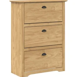 vidaXL Schoenenrek BODO Honingbruin 80 x 35 x 118 cm Bewerkt hout