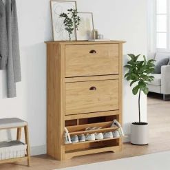 vidaXL Schoenenrek BODO Honingbruin 80 x 35 x 118 cm Bewerkt hout