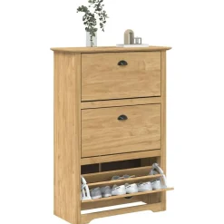 vidaXL Schoenenrek BODO Honingbruin 80 x 35 x 118 cm Bewerkt hout