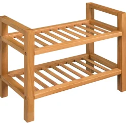 vidaXL Schoenenrek met 2 schappen 50x27x40 cm massief eikenhout