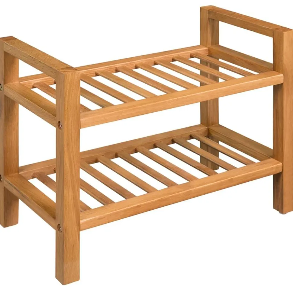 vidaXL Schoenenrek met 2 schappen 50x27x40 cm massief eikenhout