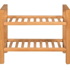 vidaXL Schoenenrek met 2 schappen 50x27x40 cm massief eikenhout