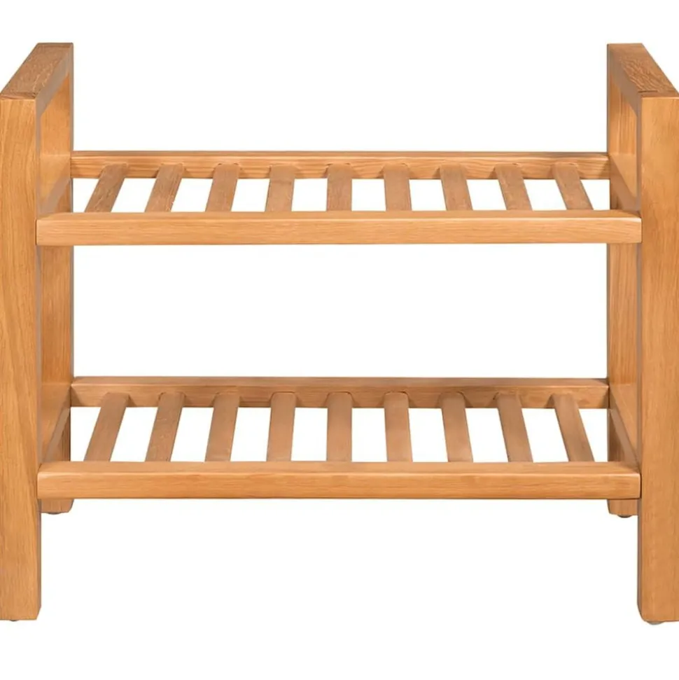 vidaXL Schoenenrek met 2 schappen 50x27x40 cm massief eikenhout