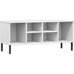 vidaXL Schoenenrek met metalen poten OSLO 106x35x45 cm grenenhout wit