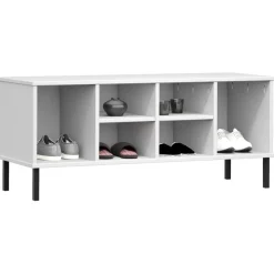 vidaXL Schoenenrek met metalen poten OSLO 106x35x45 cm grenenhout wit