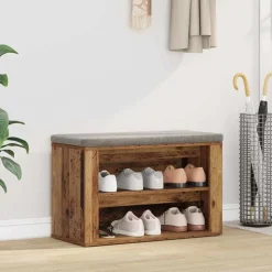 vidaXL Schoenenrek met plank Oud hout 75 x 35 x 45 cm Bewerkt hout