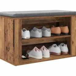 vidaXL Schoenenrek met plank Oud hout 75 x 35 x 45 cm Bewerkt hout