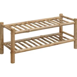 vidaXL Schoenenrek met plank met opslag Naturel 68 x 28 x 30 cm Bamboe