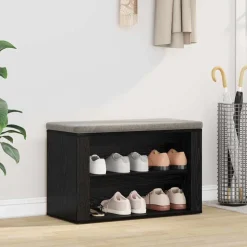vidaXL Schoenenrek met plank Zwart eiken 75 x 35 x 45 cm Bewerkt hout