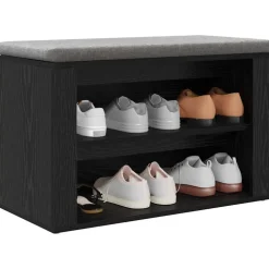 vidaXL Schoenenrek met plank Zwart eiken 75 x 35 x 45 cm Bewerkt hout