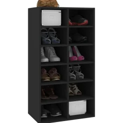 vidaXL Schoenenrek 54x34x100,5 cm bewerkt hout zwart