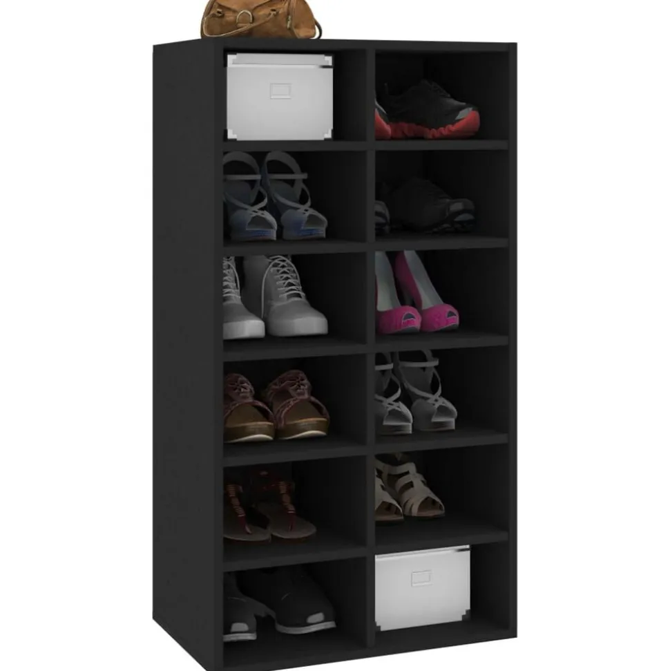 vidaXL Schoenenrek 54x34x100,5 cm bewerkt hout zwart