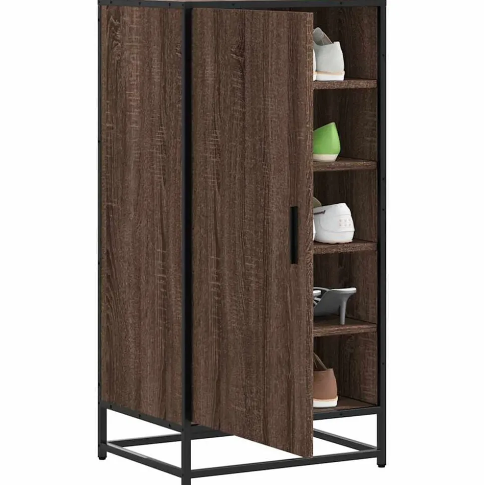 vidaXL Schoenenrek 48x38x97,5 cm bewerkt hout bruin eikenkleurig