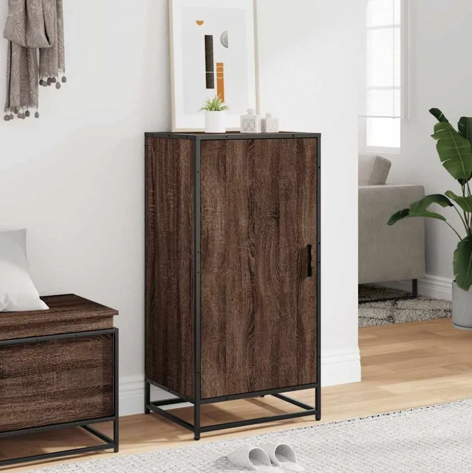 vidaXL Schoenenrek 48x38x97,5 cm bewerkt hout bruin eikenkleurig