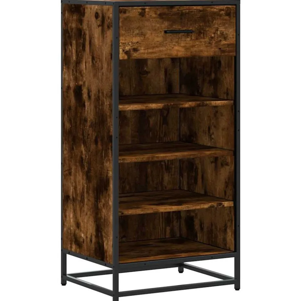 vidaXL Schoenenrek 48x38x97,5 cm bewerkt hout gerookt eikenkleurig