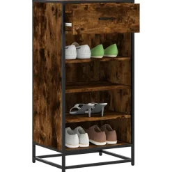 vidaXL Schoenenrek 48x38x97,5 cm bewerkt hout gerookt eikenkleurig