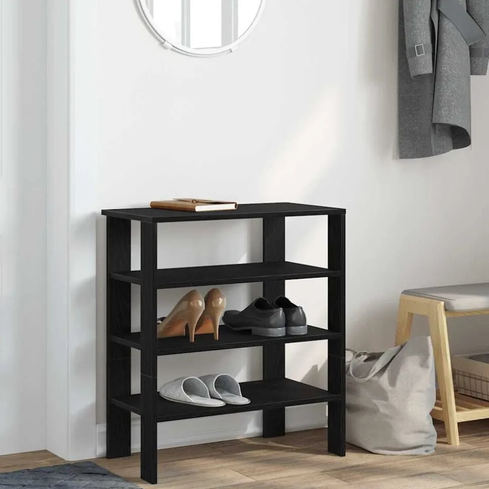 vidaXL Schoenenrek 61x32x70 cm bewerkt hout zwart