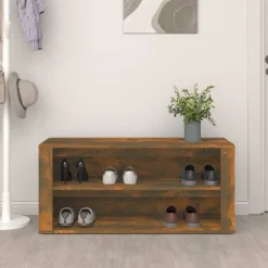vidaXL Schoenenrek 100x35x45 cm bewerkt hout gerookt eikenkleurig