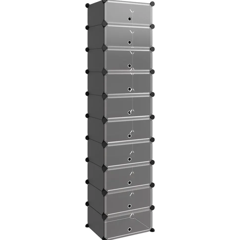 vidaXL Schoenenrek 44x32x174 cm polypropeen zwart