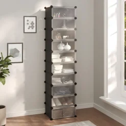 vidaXL Schoenenrek 44x32x174 cm polypropeen zwart