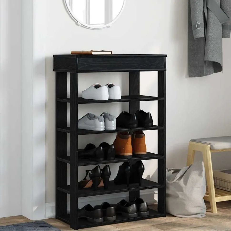 vidaXL Schoenenrek 60x30x98 cm bewerkt hout zwart