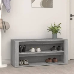 vidaXL Schoenenrek 100x35x45 cm bewerkt hout betongrijs