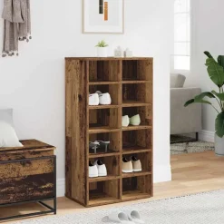 vidaXL Schoenenrek 54x34x100,5 cm bewerkt hout oud houtkleurig