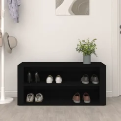 vidaXL Schoenenrek 100x35x45 cm bewerkt hout zwart